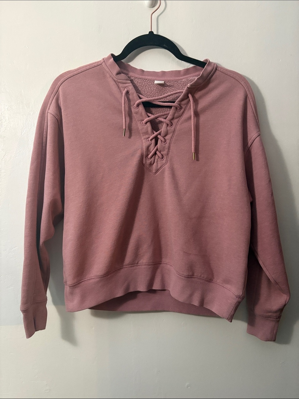 Old Navy Lace-Up Pullover Sweatshirt - Rose